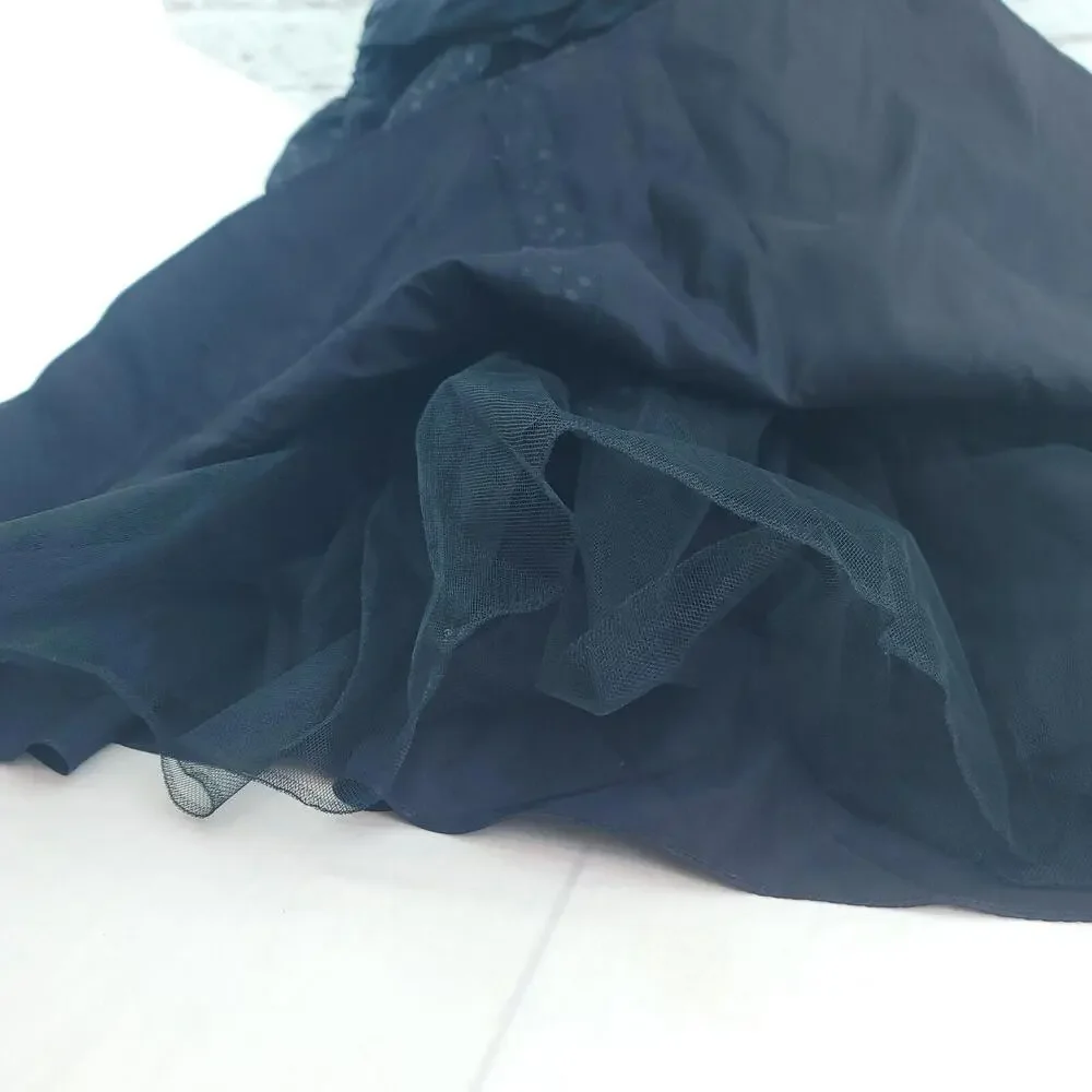 Vintage Black Spaghetti Straps Voluminous Silhouette Punk Dress Modern Size 4-6